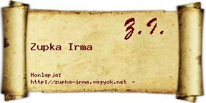 Zupka Irma névjegykártya
